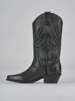 Stivali tacco 5cm pelle nero