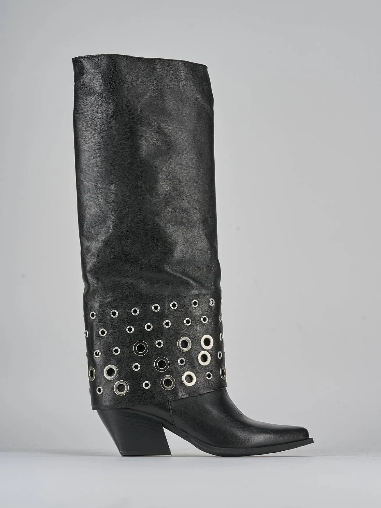 Stivali tacco 6cm pelle nero