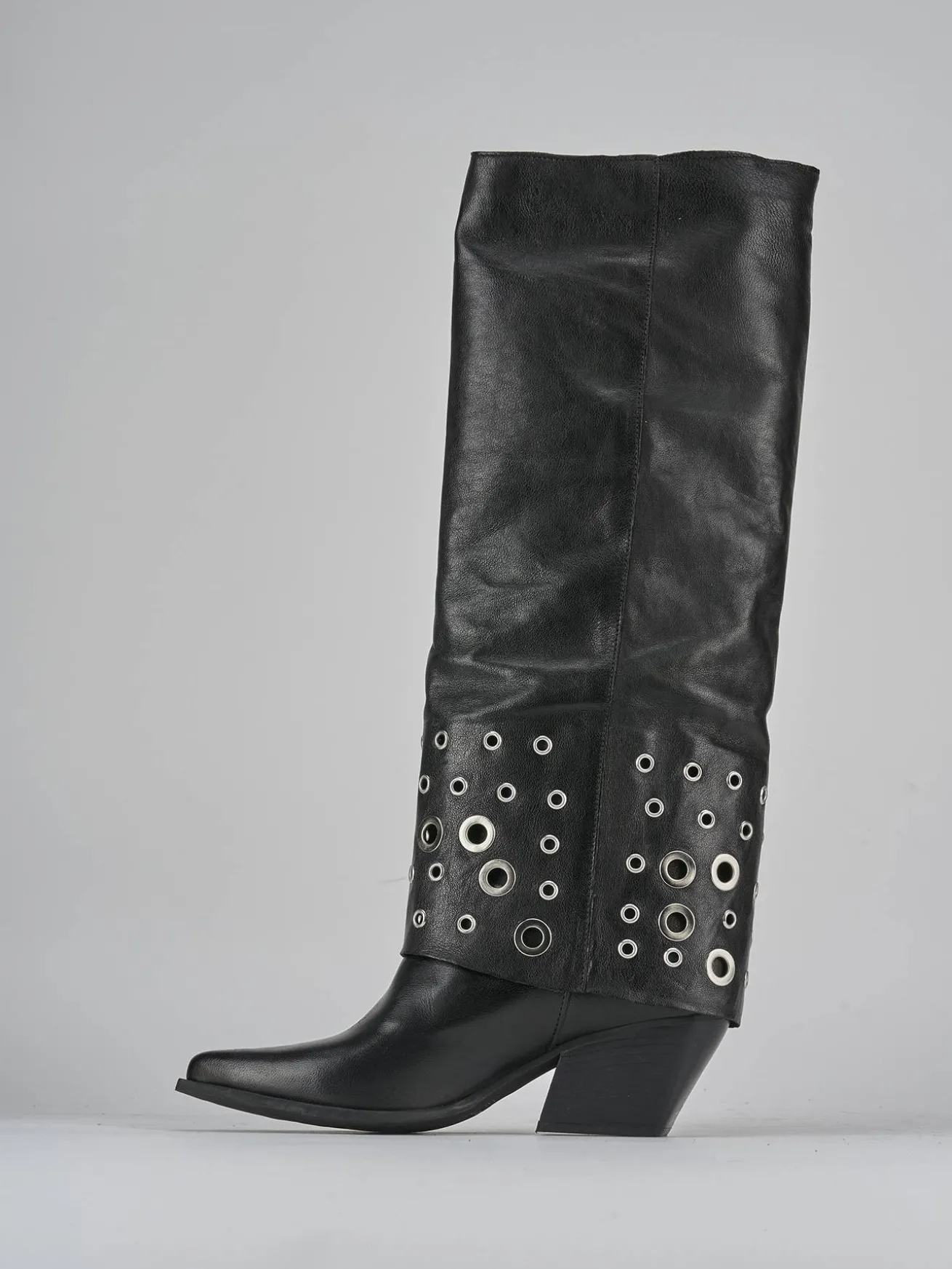 Stivali tacco 6cm pelle nero