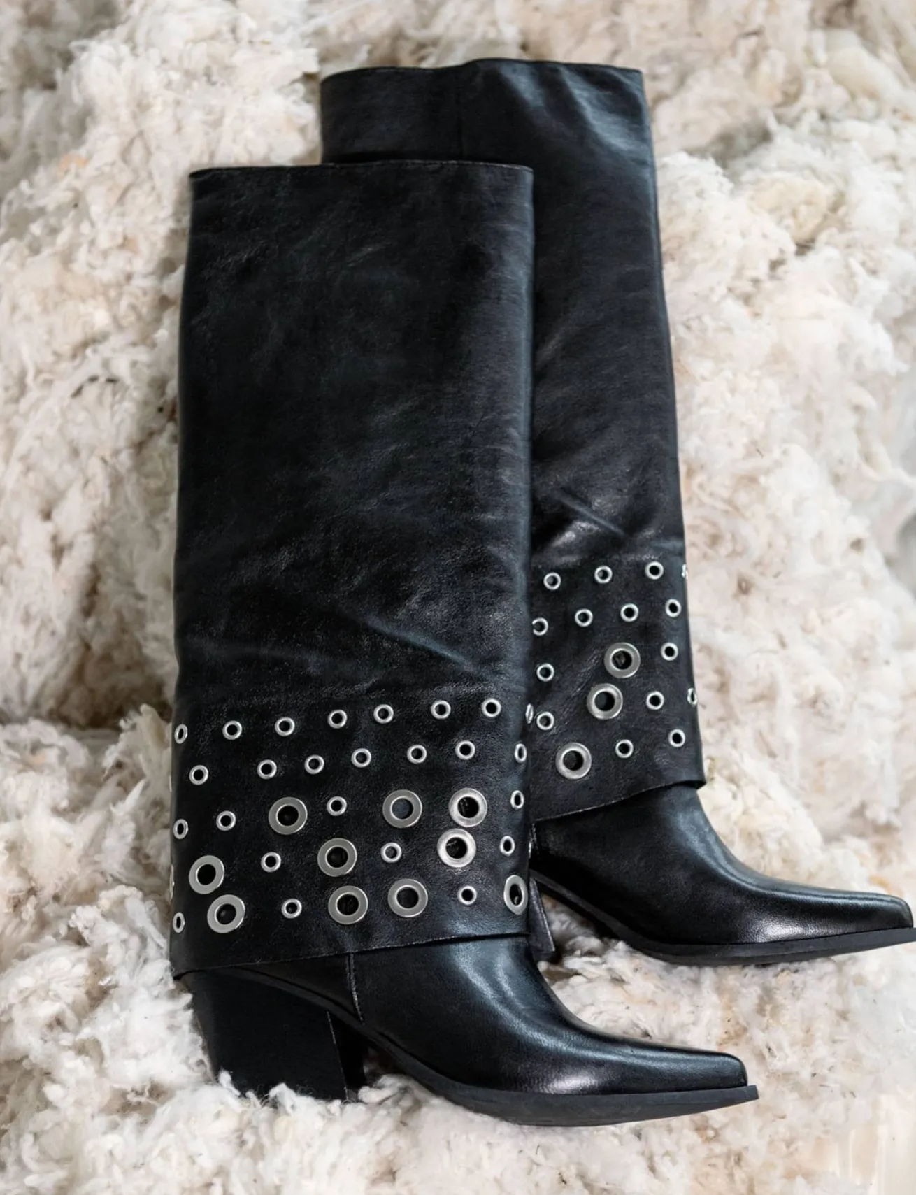 Stivali tacco 6cm pelle nero