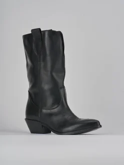 Stivali tacco 5cm pelle nero