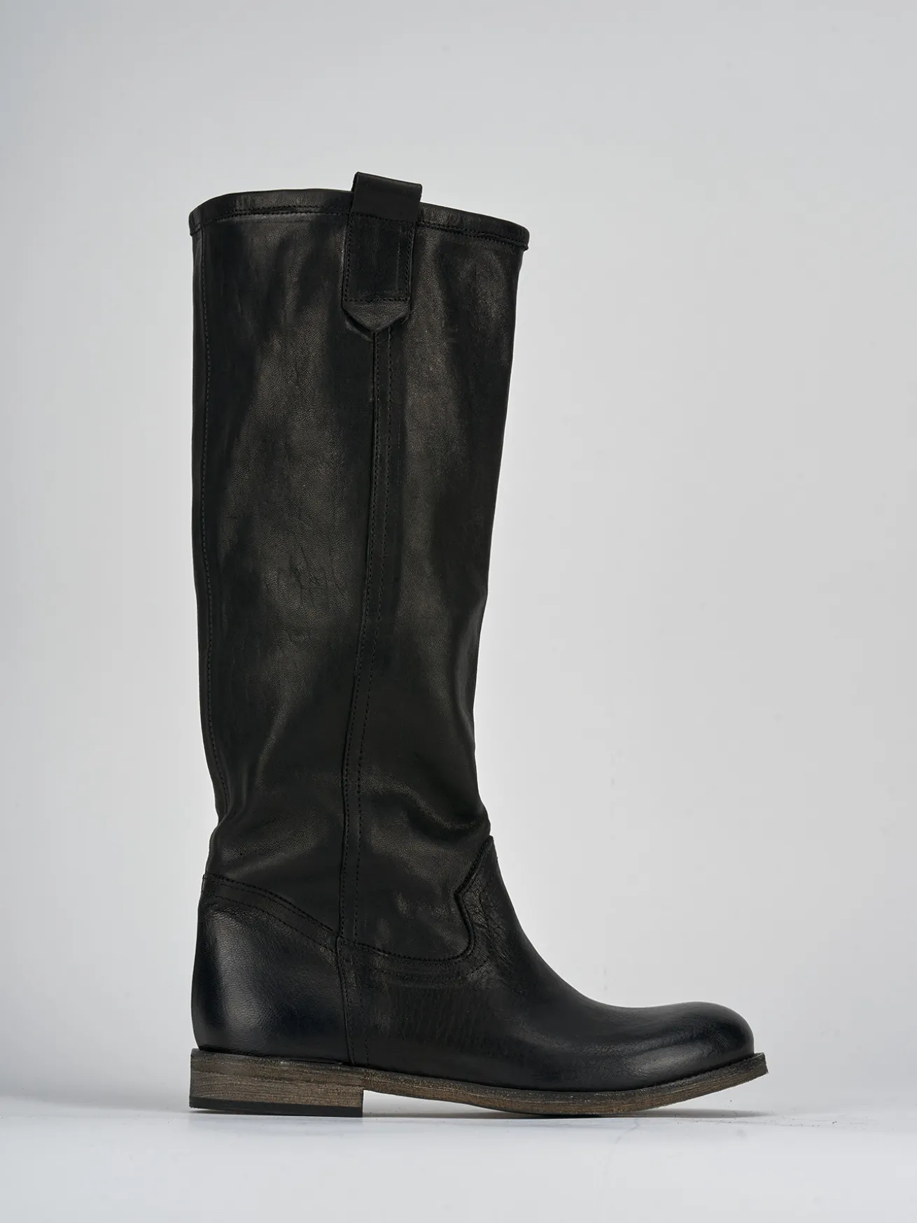 Stivali tacco 1cm pelle nero