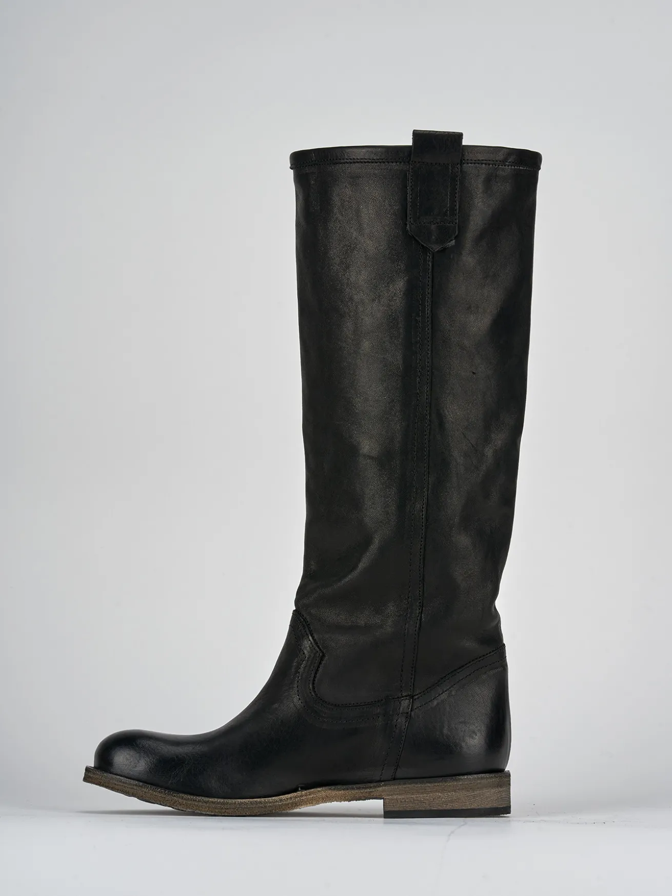 Stivali tacco 1cm pelle nero