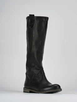 Stivali tacco 1cm pelle nero