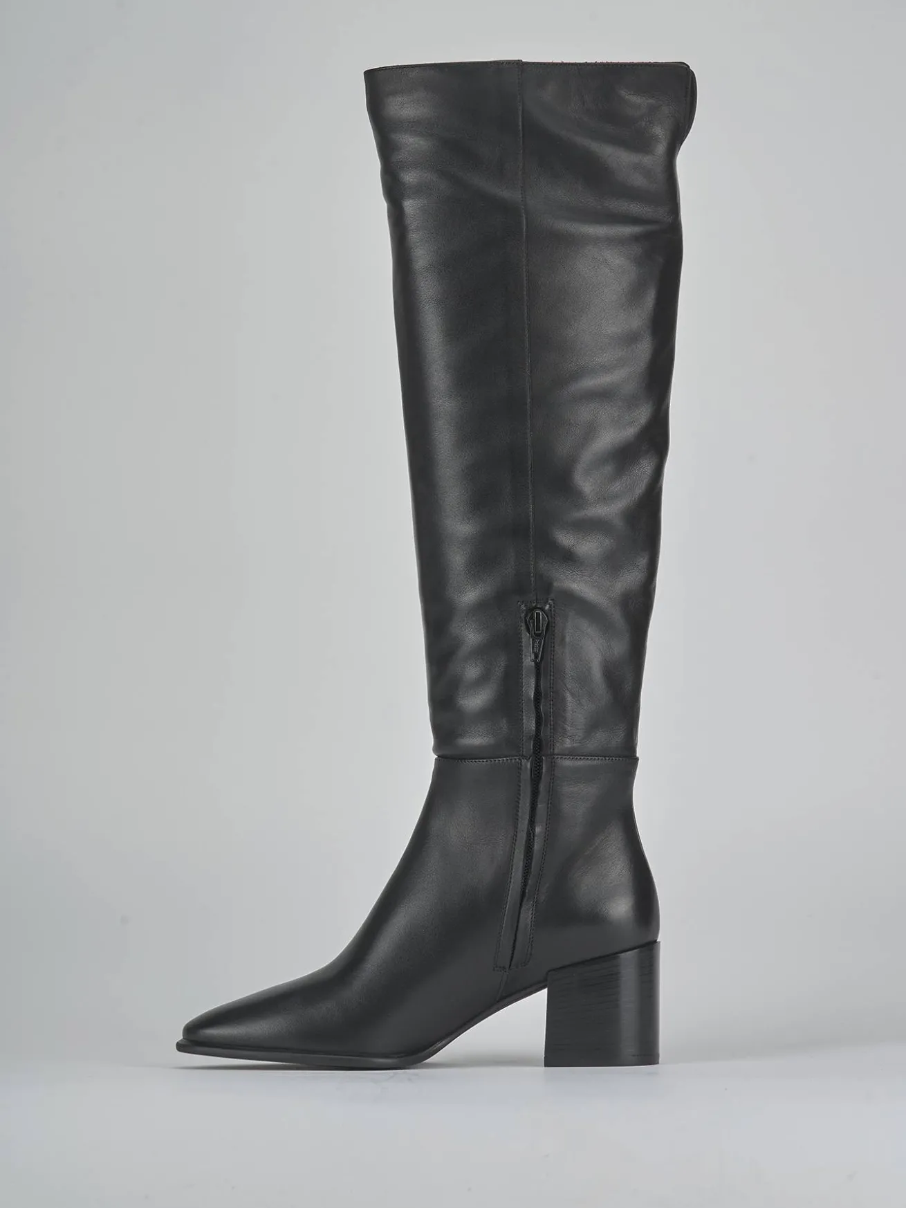 Stivali tacco 6cm pelle nero