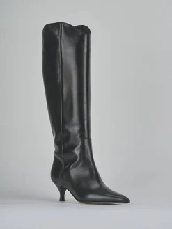 Stivali tacco 5cm pelle nero