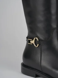 Stivali tacco 2cm pelle nero