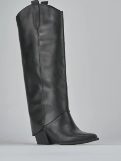 Stivali tacco 7cm pelle nero