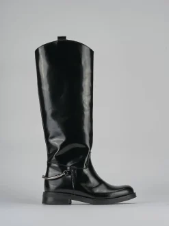 Stivali tacco 2cm pelle nero