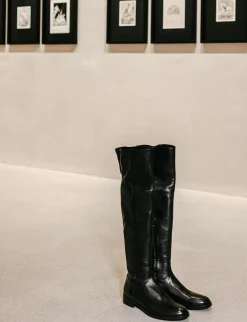 Stivali tacco 2cm pelle nero