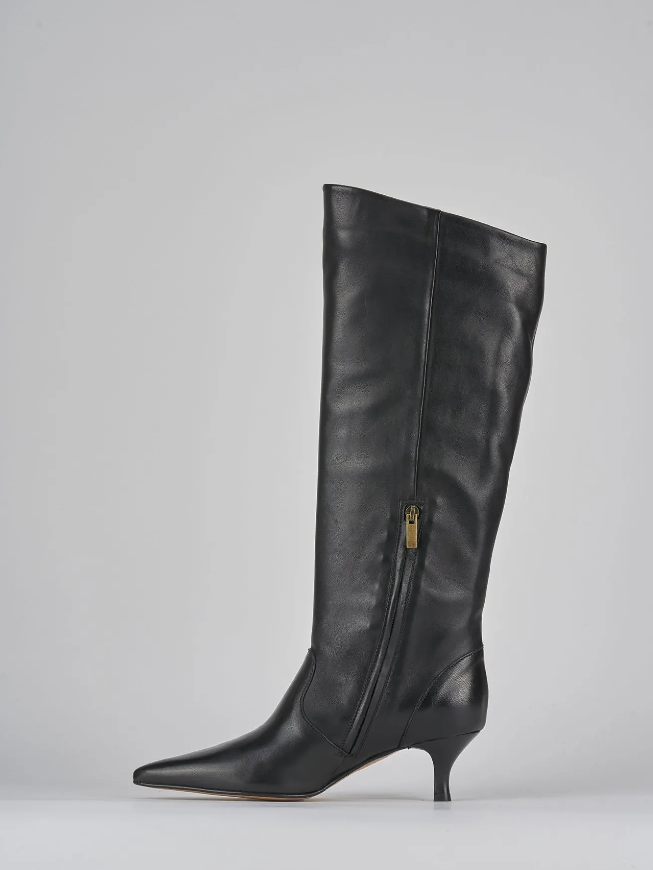 Stivali tacco 5cm pelle nero