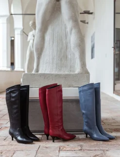 Stivali tacco 5cm pelle nero