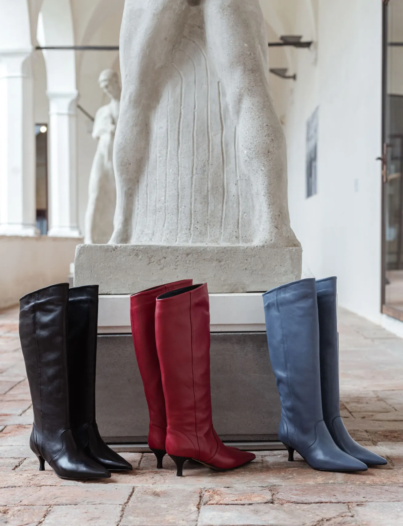 Stivali tacco 5cm pelle nero