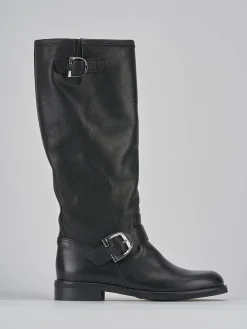 Stivali tacco 2cm pelle nero