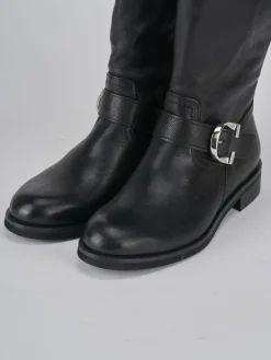 Stivali tacco 2cm pelle nero