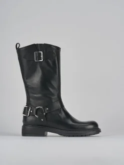 Stivali tacco 2cm pelle nero