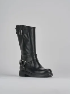 Stivali tacco 2cm pelle nero