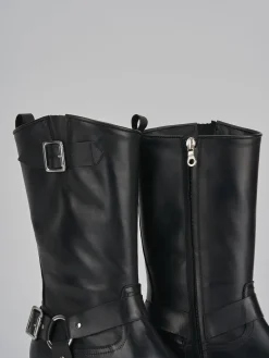 Stivali tacco 2cm pelle nero