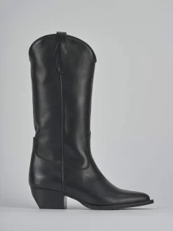 Stivali tacco 5cm pelle nero