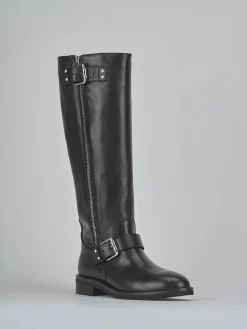 Stivali tacco 2cm pelle nero