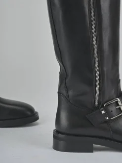 Stivali tacco 2cm pelle nero