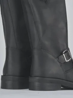 Stivali tacco 3cm pelle nero