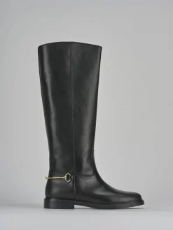 Stivali tacco 2cm pelle nero