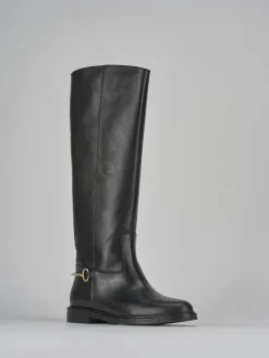 Stivali tacco 2cm pelle nero