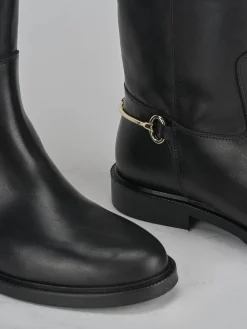 Stivali tacco 2cm pelle nero