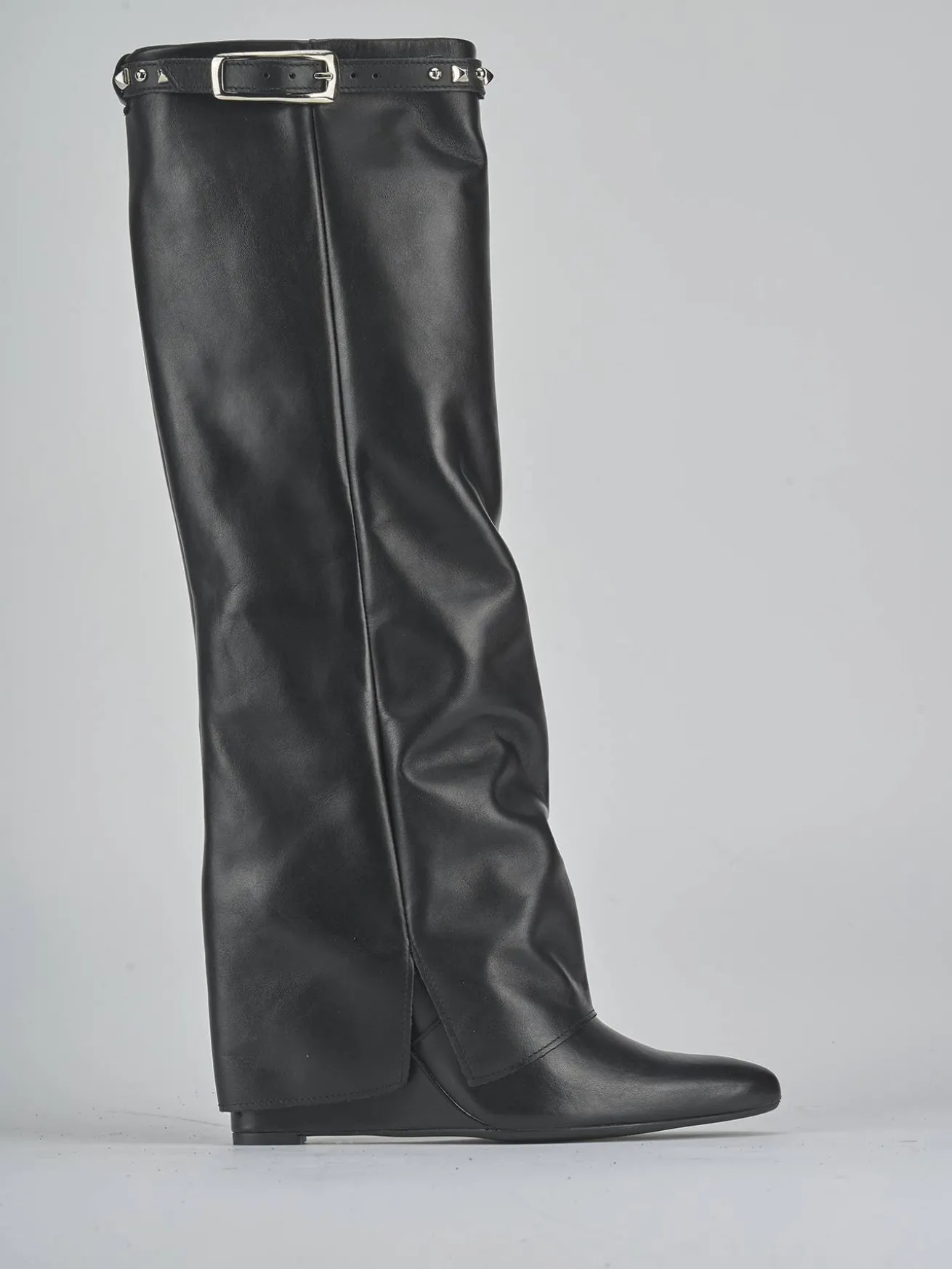 Stivali tacco 9cm pelle nero