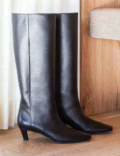 Stivali tacco 5cm pelle nero