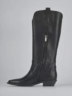 Stivali tacco 2cm pelle nero