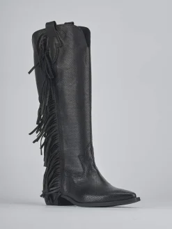 Stivali tacco 2cm pelle nero