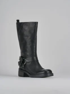 Stivali tacco 4cm pelle nero