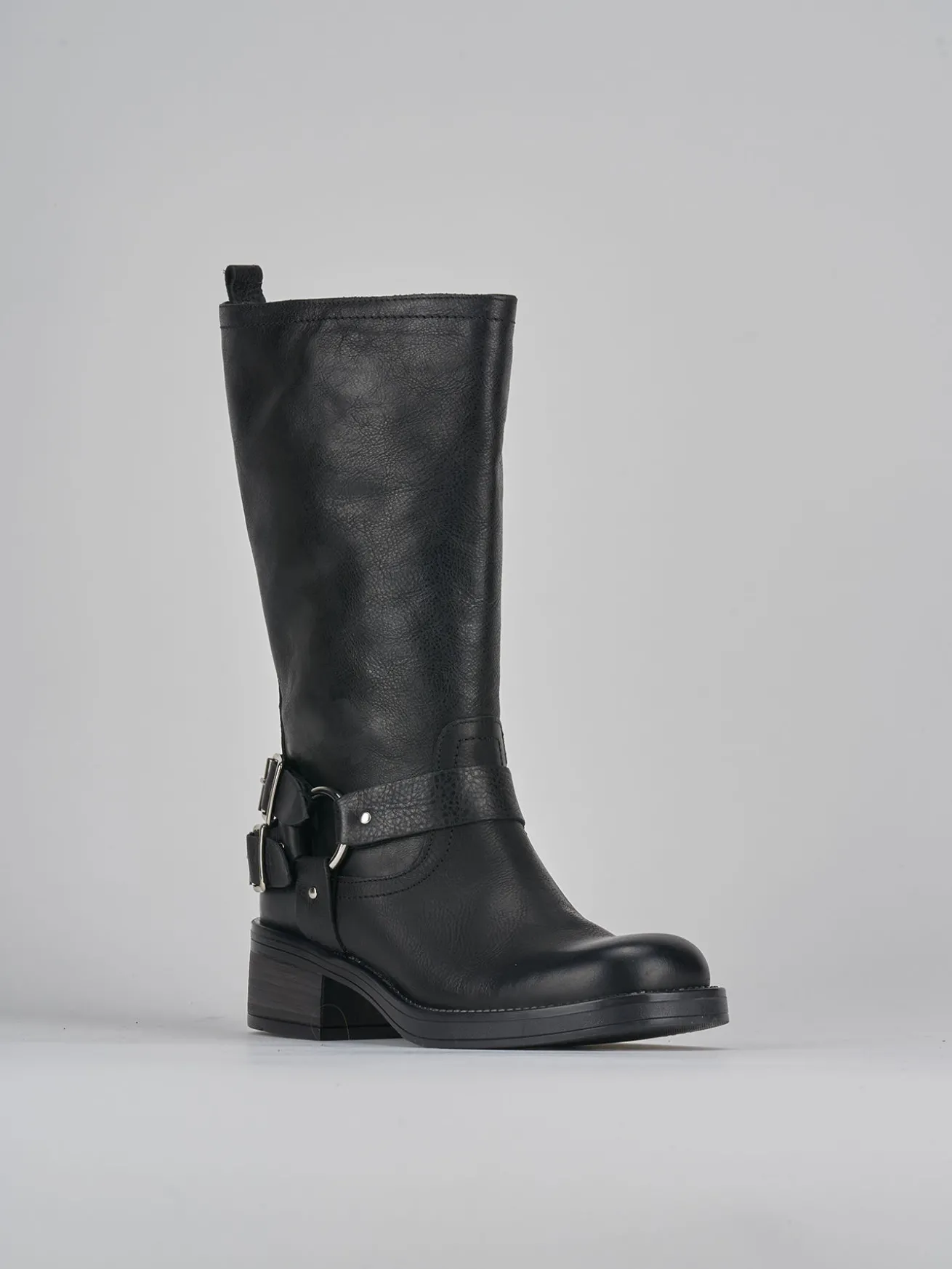 Stivali tacco 4cm pelle nero