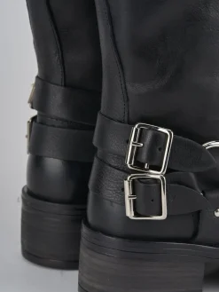 Stivali tacco 4cm pelle nero