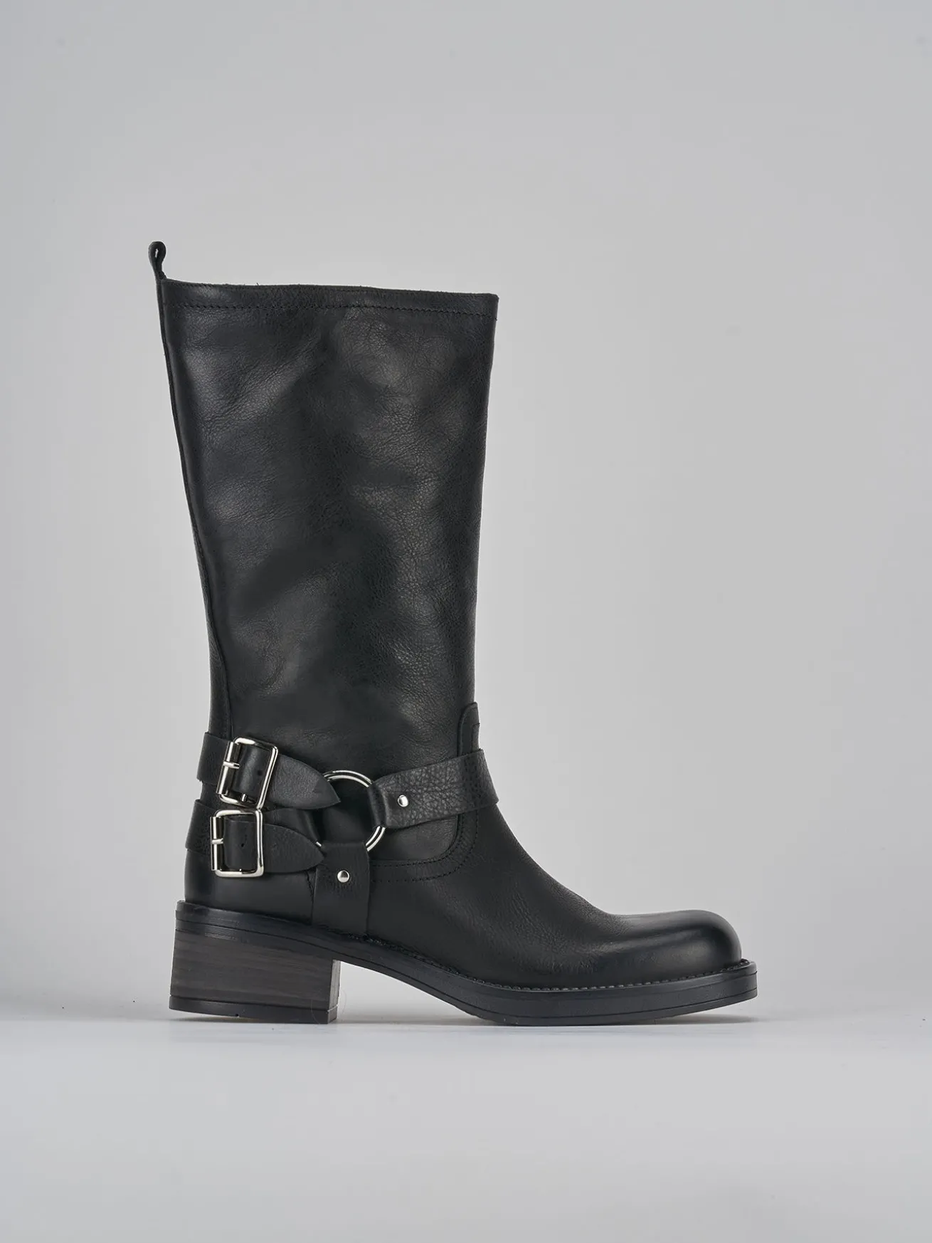 Stivali tacco 4cm pelle nero