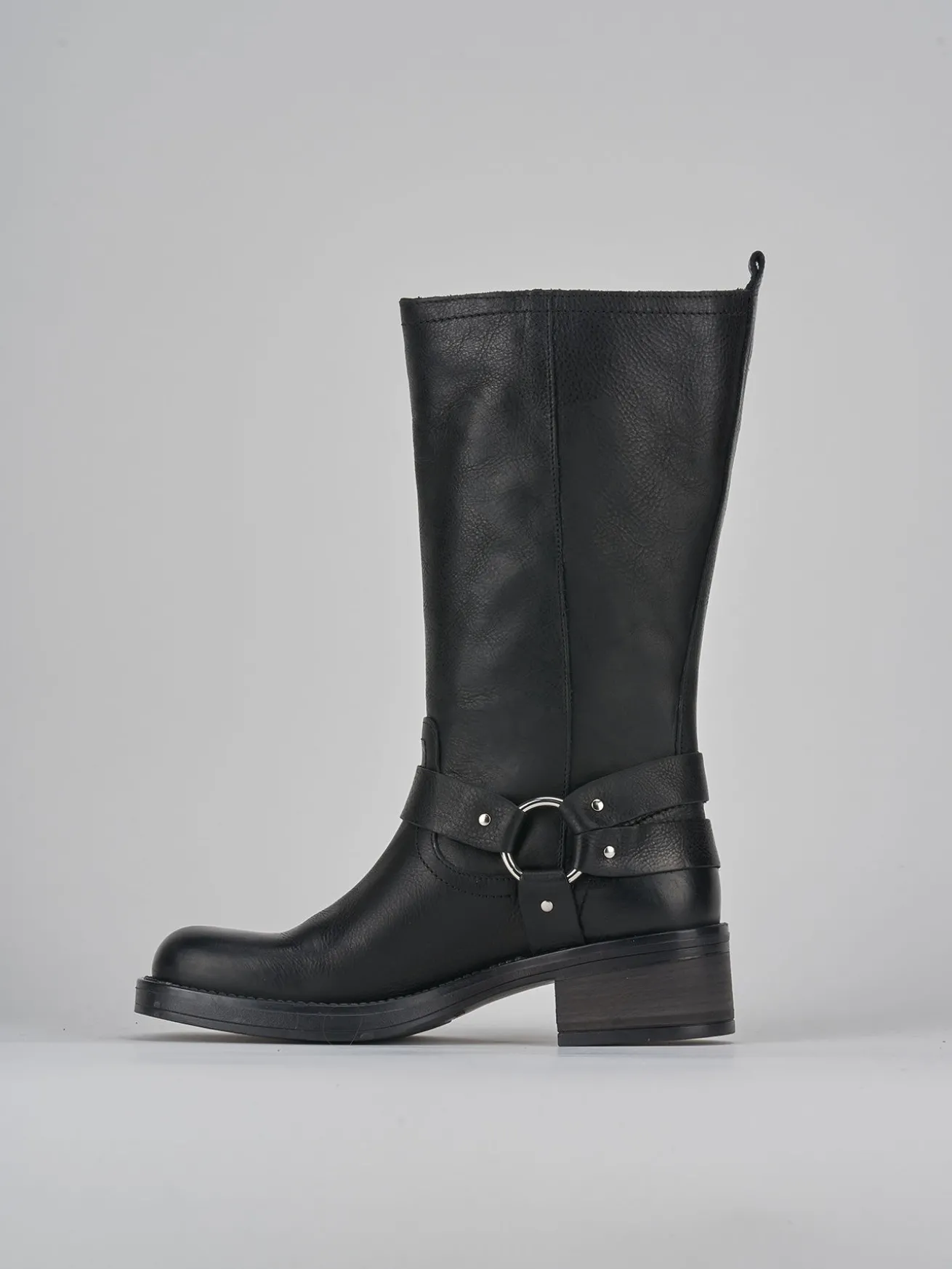 Stivali tacco 4cm pelle nero