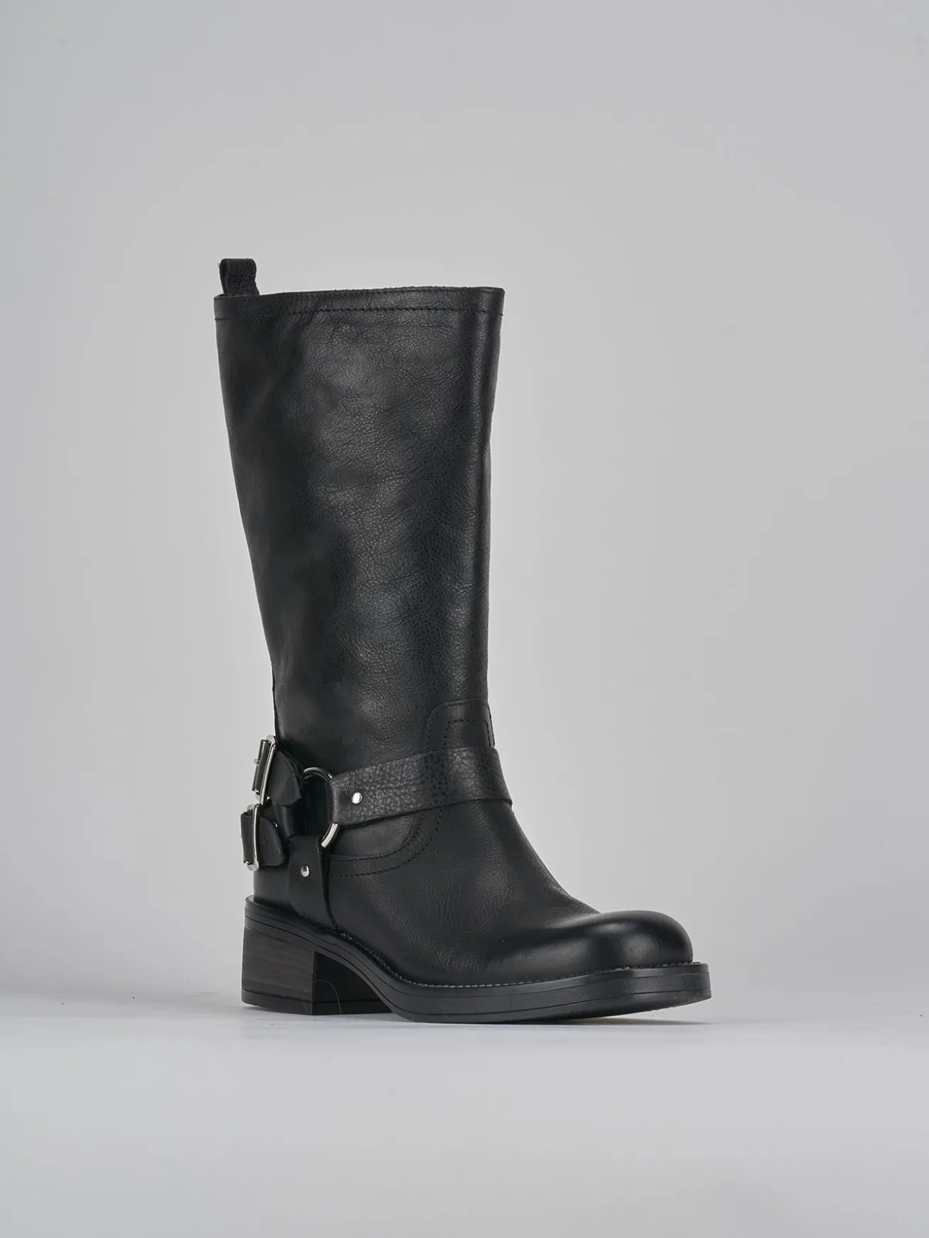 Stivali tacco 4cm pelle nero