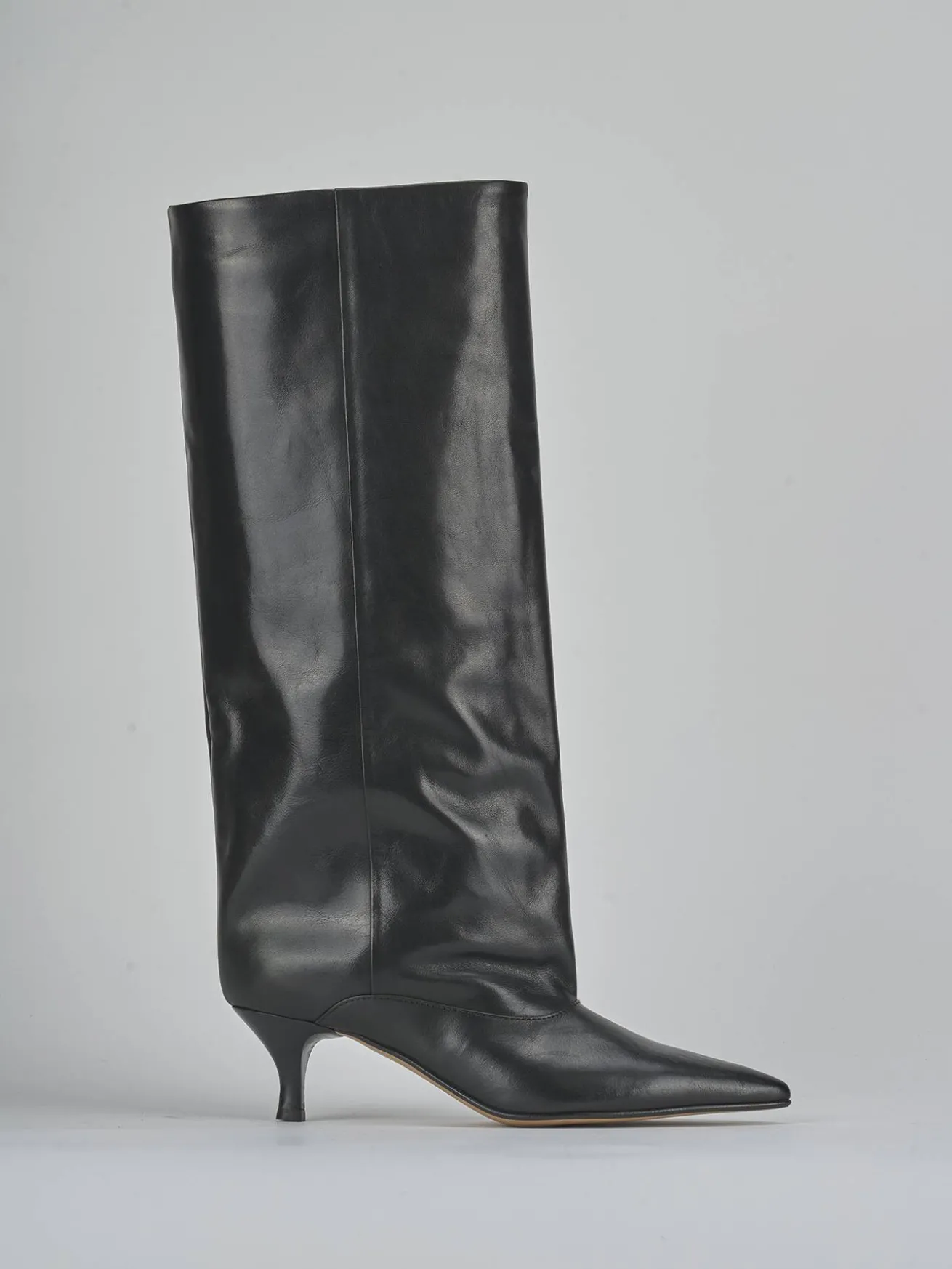 Stivali tacco 5cm pelle nero