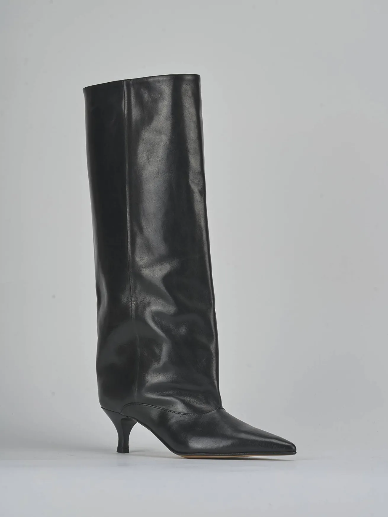 Stivali tacco 5cm pelle nero