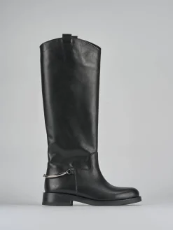 Stivali tacco 2cm pelle nero