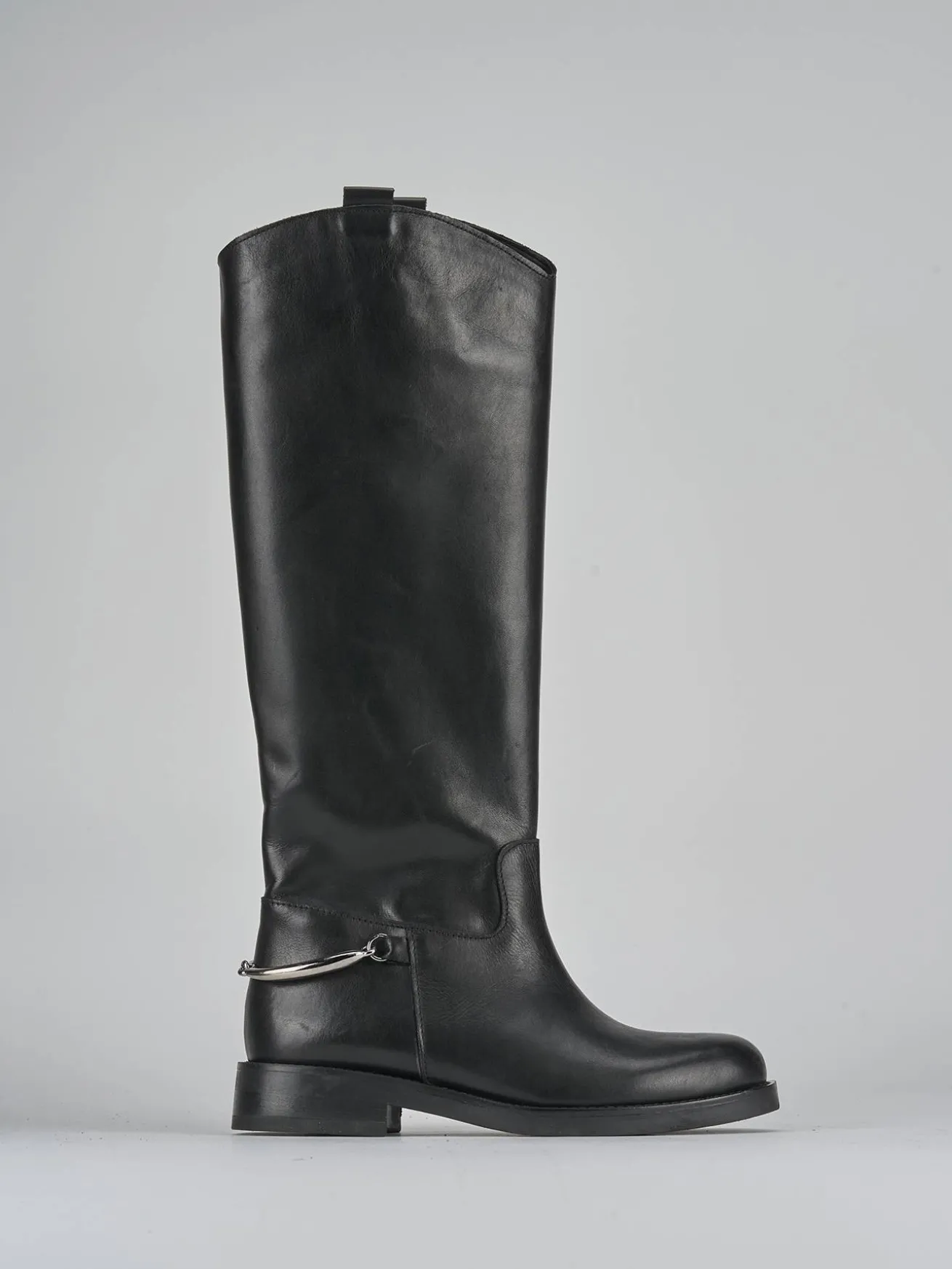 Stivali tacco 2cm pelle nero