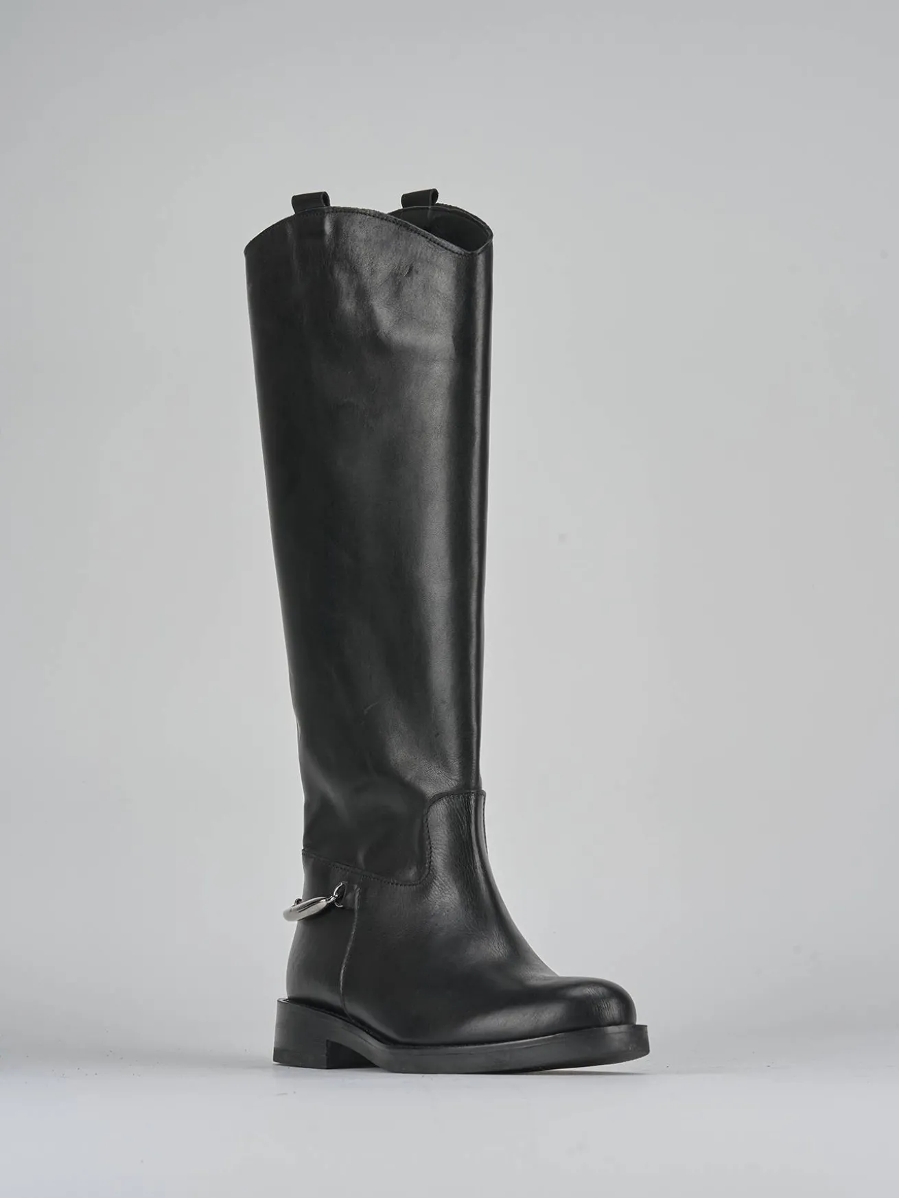 Stivali tacco 2cm pelle nero