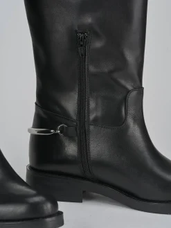 Stivali tacco 2cm pelle nero