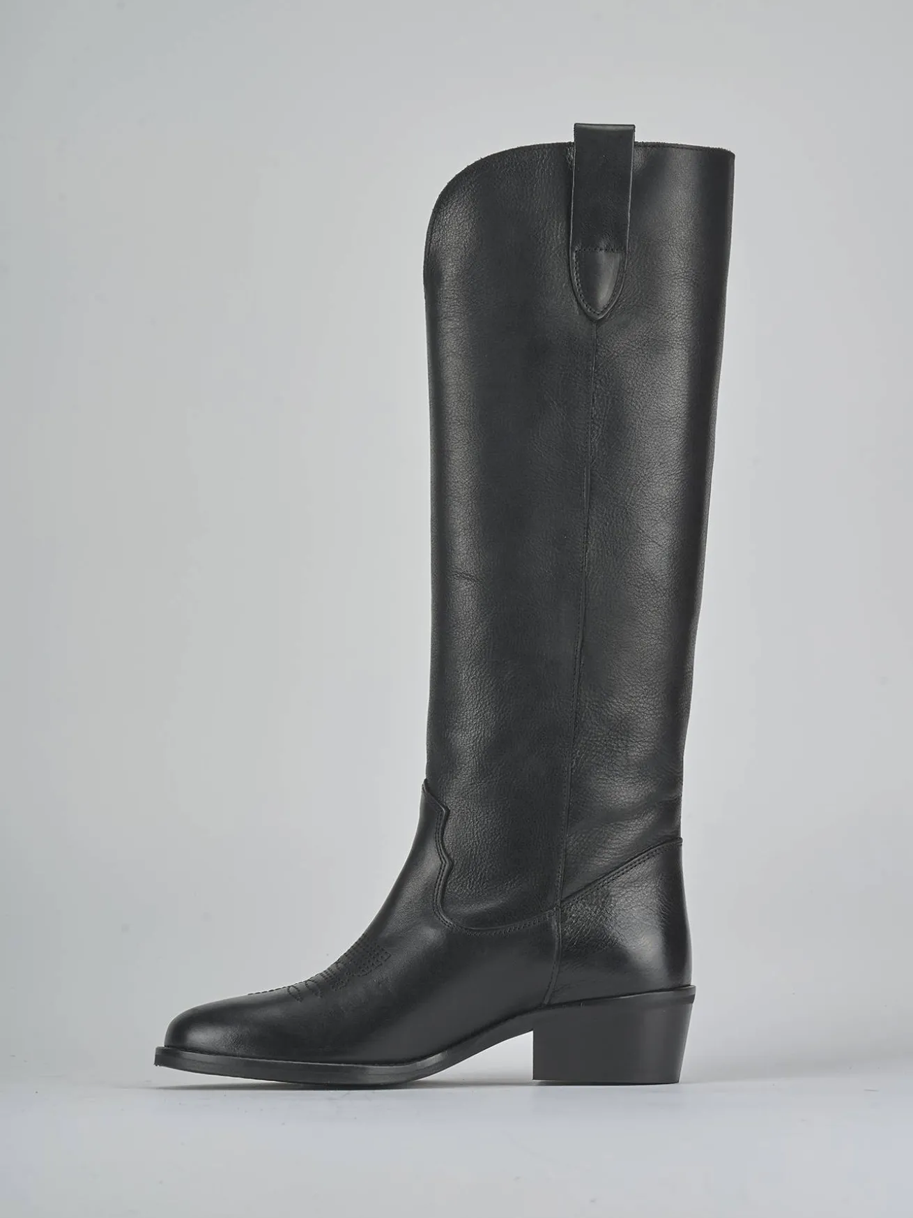 Stivali tacco 4cm pelle nero