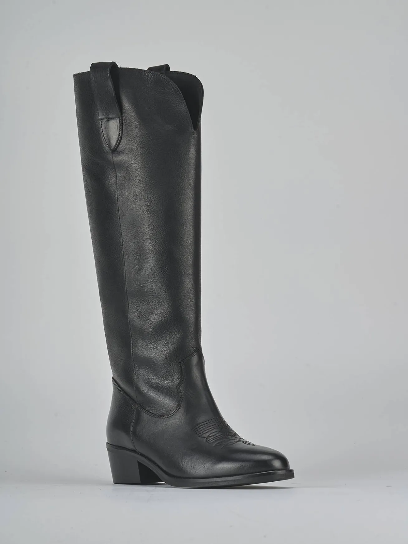 Stivali tacco 4cm pelle nero