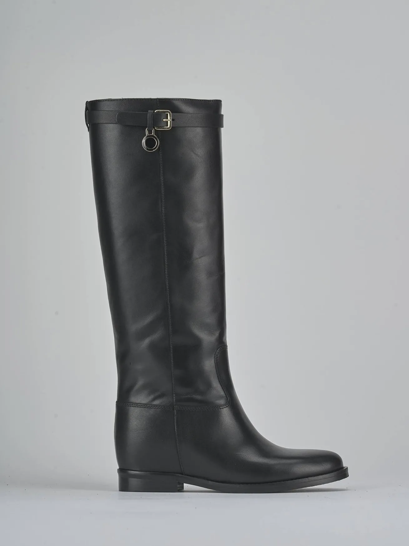 Stivali tacco 2cm pelle nero