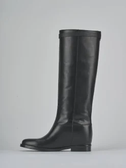 Stivali tacco 2cm pelle nero