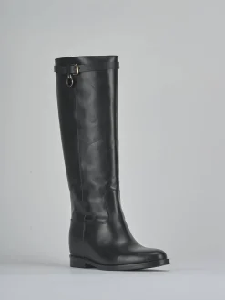 Stivali tacco 2cm pelle nero